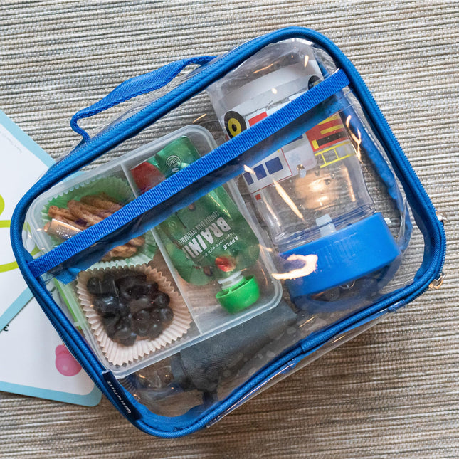 Wildkin Lunch Box Bag for Kids – Lightweight, Reusable & Insulated for Hot or Cold Snacks – Ideal for School & Travel - Clear w/Blue Trim