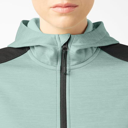 Dickies Womens Smooth Face Full Zip Hoodie, Blue Surf Heather, Medium