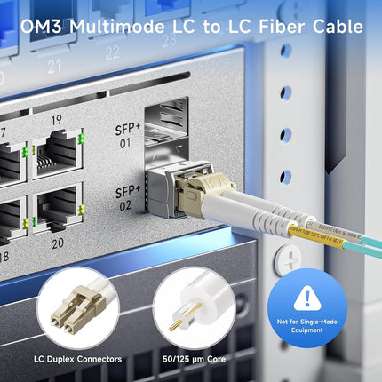 Cable Matters 10Gb 40Gb Multimode OM3 Duplex 50/125 OFNP Fiber Patch Cable LC to LC - 10m