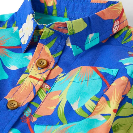 The Children's Place Chemise boutonnée à manches courtes pour bébé garçon, bleu cobalt frais Tropical, 2T