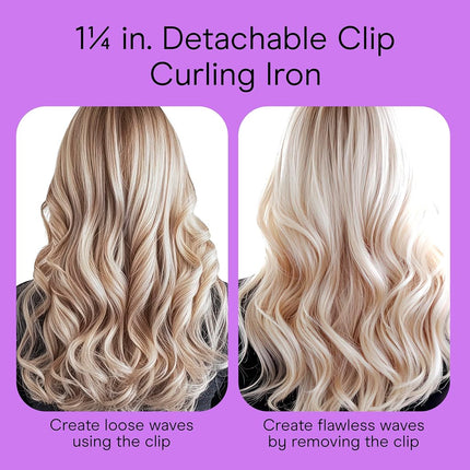 INFINITIPRO BY CONAIR Rizador de 1 1/4 pulgadas, incluye un clip desmontable que convierte el rizador en tenacilla para crear rizos sueltos. El rizador sin clip crea ondas impecables, para usar en cabello mediano y largo.