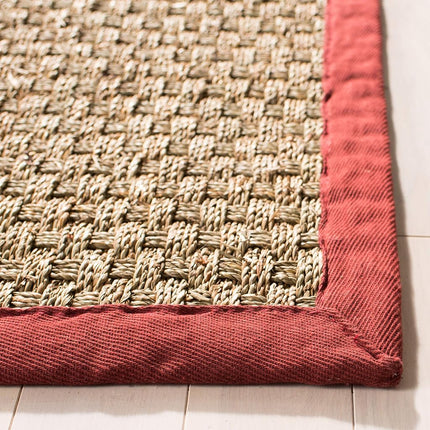 Safavieh Natural Fiber Rug for Living Room, Dining Room, Bedroom - Natural Fiber Collection, Short Pile, in Burgundy Red, 76 x 183 cm