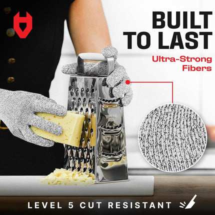 NoCry Cut Resistant Gloves with Secure-Grip Microdots and Level 5 Cut Protection. Comfort-Fit. Food Grade, Size Small. Includes Free eCookbook!