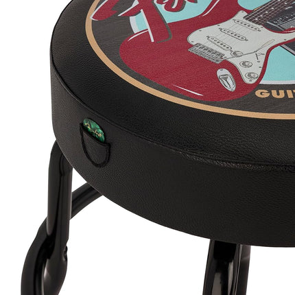 Tabouret de bar pivotant avec logo Fender Guitars & Amps et pochette pour médiators, excellents cadeaux pour papa, avec 1 an de garantie limitée, assemblage simple, noir/noir, 24"