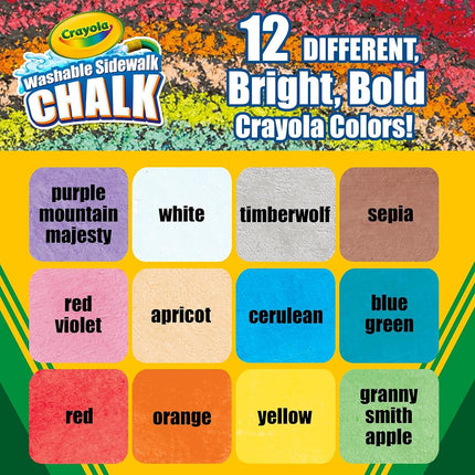 CRAYOLA Outdoor Chalk - Assorted Colours (Pack of 12) | Perfect for Drawing on the Pavement or Patio - Easily Washes Away with Water! | For Ages 4+