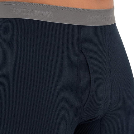 Fruit of the Loom Men's Recycled Waffle Thermal Underwear Set (Top and Bottom), Navy, Large