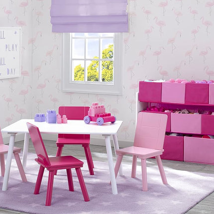 Delta Children Kids Table and Chair Set (4 Chairs Included) - Ideal for Arts & Crafts, Snack Time, Homeschooling, Homework & More, White/Pink