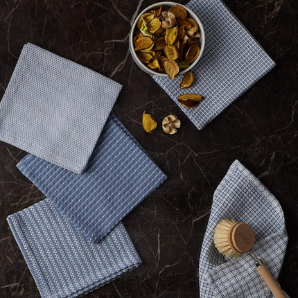 DII Everyday Kitchen Collection Assorted Dishcloth Set, 12x12, Stonewash Blue, 5 Count