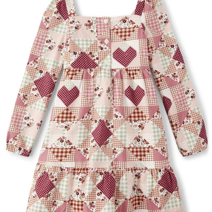 Gymboree Girls' and Toddler Long Sleeve Woven Casual Dresses, Western Patchwork, 7