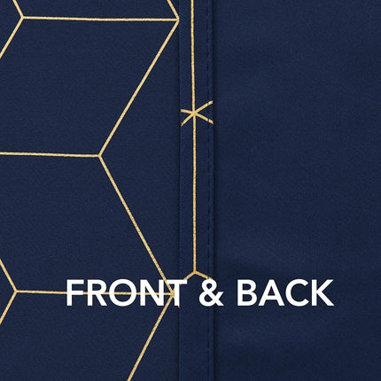 Deconovo Blackout Curtains Gold Diamond Foil Print Room Curtains 52W x 84L Inch, Thermal Insulated Noise Reducing Window Grommet Drapes Living Room Navy Blue 2 Panels
