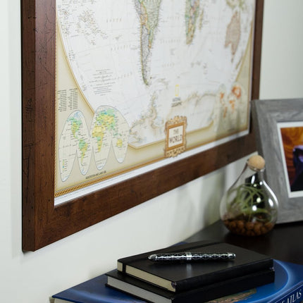 Craig Frames Wayfarer, Executive World Push Pin Travel Map, Dark Walnut Frame and Pins, 24 by 36-Inch