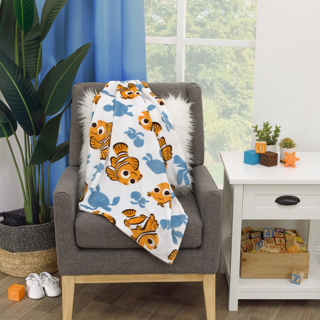 Couverture bébé ultra douce Disney Finding Nemo avec personnages Crush et Squirt, orange, turquoise et blanc, 76x91 cm (Lot de 1) (8375501P)