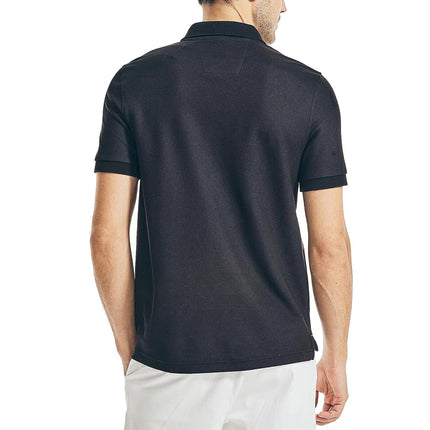Nautica Men's Classic Short Sleeve Solid Performance Deck Polo Shirt, True Black, Medium
