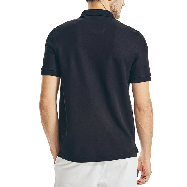 Nautica Men's Classic Short Sleeve Solid Performance Deck Polo Shirt, True Black, Medium