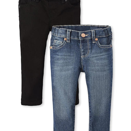 The Children's Place Baby Girls And Toddler Girls Basic Skinny Jeans,Black Wash 2 Pack,12-18MOS