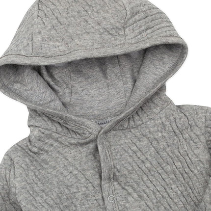 HonestBaby Front Hooded Jackets, Side-snap Top, Hoodies in Cozy 100% Organic Cotton Infant Baby Boys, Girls, Unisex, Gray Heather, 3-6 Months