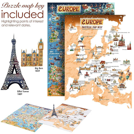 Jigsaw Puzzles for Adults 1000 Piece Map of Europe Puzzle - European Jigsaw 1000 Piece Jigsaw Puzzles for Adults and Kids - Geography Gifts by bopster