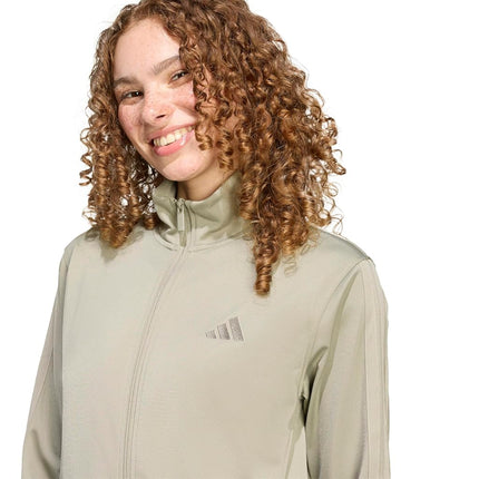 adidas womens Tricot 3-stripes Track Top, Silver Pebble, S