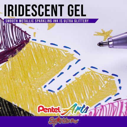 Bolígrafo de gel metálico Pentel Sparkle Pop, (1.0mm) Trazo grueso, Oro, Caja de 12 bolígrafos (K91-DX)