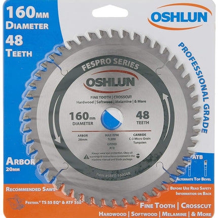 Oshlun SBFT-160048 160mm 48 Tooth FesPro Crosscut 