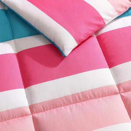 Nautica Soft Bedding with Matching Shams & Throw Pillow, Kids Home Decor, Oeko-Tex Certified, Polyester, Cru Stripe Pink, Full/Queen