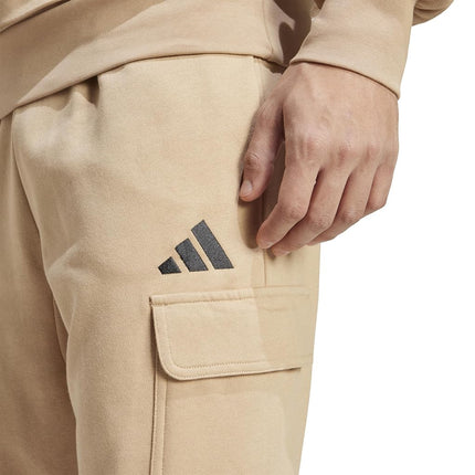 adidas Men's Essentials Feel Cozy Fleece Cargo Pants, Warm Sandstone/Black, X-Large