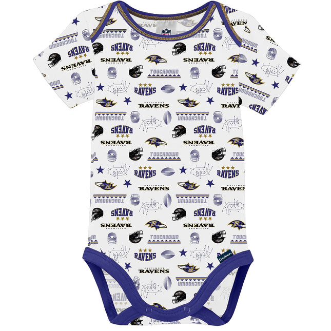 Gerber Unisex Baby Standard NFL 3 Pack Short Sleeve Onesie Bodysuit, Team Color, 18 Months