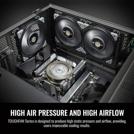 Thermaltake ToughFan 12 Turbo, PWM Controlled PWM 500~2500rpm, Metal-Reinforced Motor Hub, Gen.2 Hydraulic Bearing 120mm Case/Radiator Fan (Single Pack) CL-F121-PL12GM-A , Black