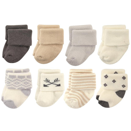 Hudson Baby Baby Girls' Cotton Rich Newborn and Terry Socks, Aztec, 6-12 Months