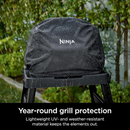 Ninja XSKCOVERXL Woodfire Premium Grill Cover Pro, Compatible with OG800 and OG900 Series, UV & Water Resistant, Elastic Drawstring for Snug Fit, Lightweight, Year-Round Protection, 13'' x 24'', Black