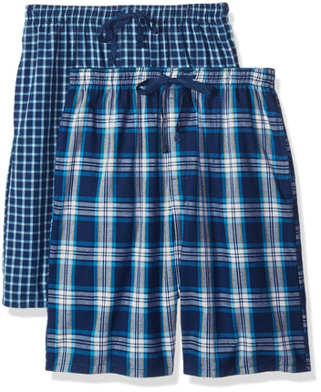 Hanes Mens 2-Pack Woven Pajama Short, Dark Blue, S