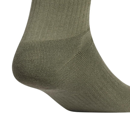 adidas Men's Athletic Cushioned Crew Socks (6 Pairs) Team Socks (Pack of 6), Olive Strata Green/Wonder Beige/White, L