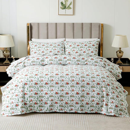 Elegant Comfort Ultra Soft 4-Piece 100% Turkish Cotton Flannel Sheet Set - Holiday Christmas Flannel Sheets, Warm and Cozy Premium Quality, Deep Pocket Fitted Sheet- Full, Cozy Lodge