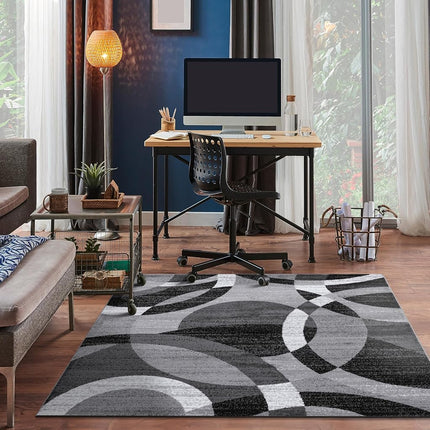 Rugshop Contemporary Abstract Circles Perfect for high Traffic Areas of Your Living Room,Bedroom,Home Office,Kitchen Square Area Rug 6'6" x 6'6" Gray