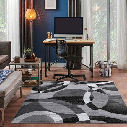 Rugshop Contemporary Abstract Circles Perfect for high Traffic Areas of Your Living Room,Bedroom,Home Office,Kitchen Square Area Rug 6'6" x 6'6" Gray