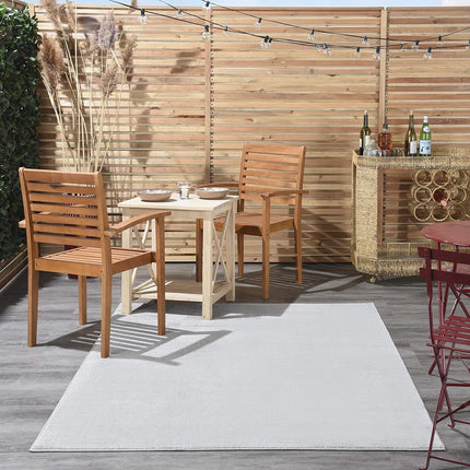 Nourison Essentials Indoor/Outdoor Silver Grey 6' x 9' Area Rug, Easy Cleaning, Non Shedding, Bed Room, Living Room, Dining Room, Backyard, Deck, Patio (6x9)