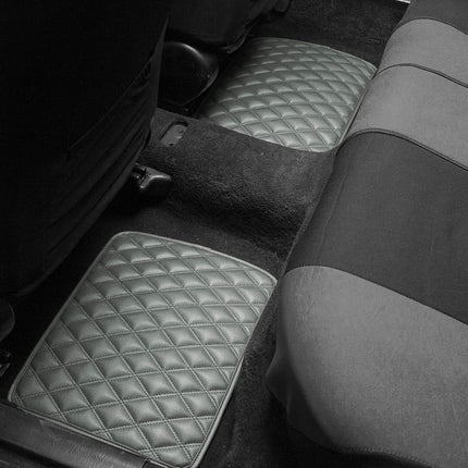 FH Group F12002GRAY Luxury Universal All-Season Heavy-Duty Faux Leather Car Floor Mats Diamond Design w. High Tech 3-D Anti-skid/Slip Backing
