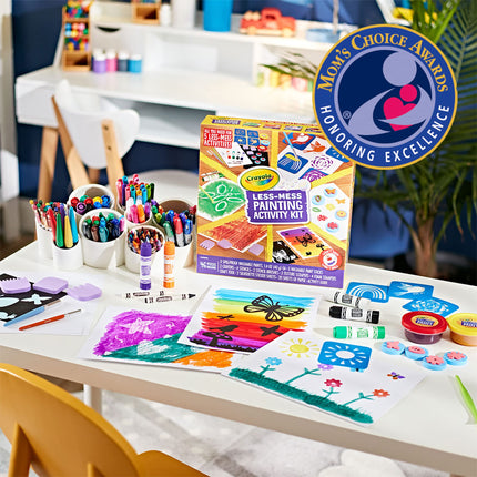 CRAYOLA Kit de actividades de pintura menos desordenada, pinturas y materiales de pintura lavables para niños, juego de arte para niños, 47 piezas, regalo