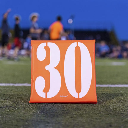 GoSports Football Field Yard Line Markers, Set of 11, High Visibility Weighted Yardage Markers with Portable Carrying Case