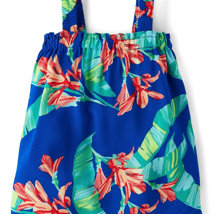 The Children's Place Vestido informal sin mangas para bebé niña y recién nacida, azul tropical, 9-12 meses