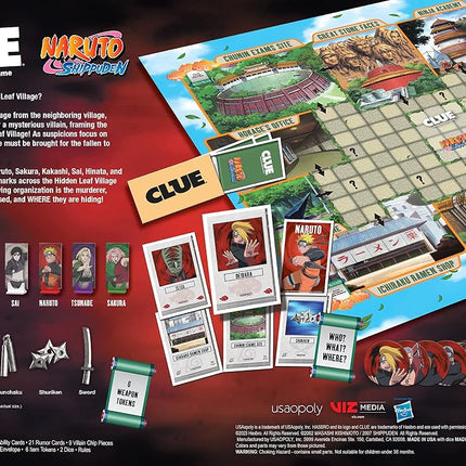 USAOPOLY CLUE: Naruto | Solve The Mystery in This Collectible Clue Game | Featuring Characters & Locations from The Anime TV Show Naruto | Officially-Licensed Naruto TV Show Game & Merchandise