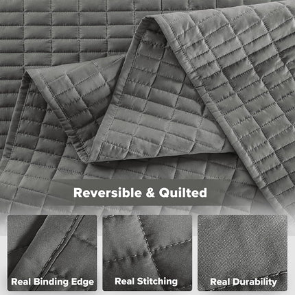 Comfort Spaces All Season, Lightweight, Coverlet Bedspread Bedding, Matching Shams, Polyester, Microfiber, Poly fill, Charcoal Grey, Quilt King/Cal King(104"x90")