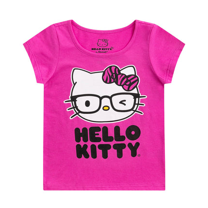 Hello Kitty Sanrio Girls 4 Pack Short Sleeve T-Shirt for Little and Big Kids, Multicolor, 7