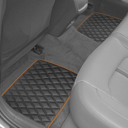 FH Group F12003BROWN Universal Fit Diamond Pattern Faux Leather Beige Automotive Floor Mats fits most Cars, SUVs, and Trucks