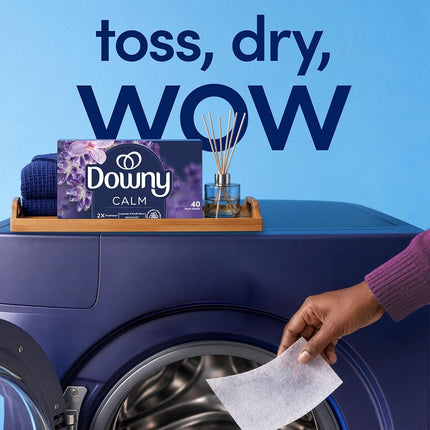 Downy Infusions Mega Dryer Sheets, Laundry Fabric Softener, CALM, Lavender and Vanilla Bean, 130 Count