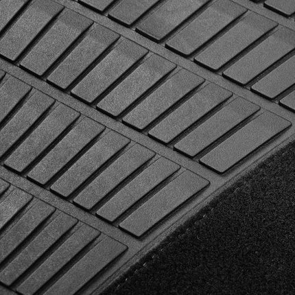 FH Group F14503 BLACK Color-Trimmed Liners Non-Slip Car Floor Mats with Rubber Heel Pad – Full Set