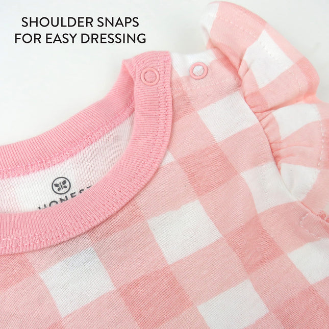 HonestBaby Lot de combinaisons-shorts et robes 100 % coton biologique pour bébés et tout-petits, garçons, filles, unisexe, motif fraises, 6-9 mois
