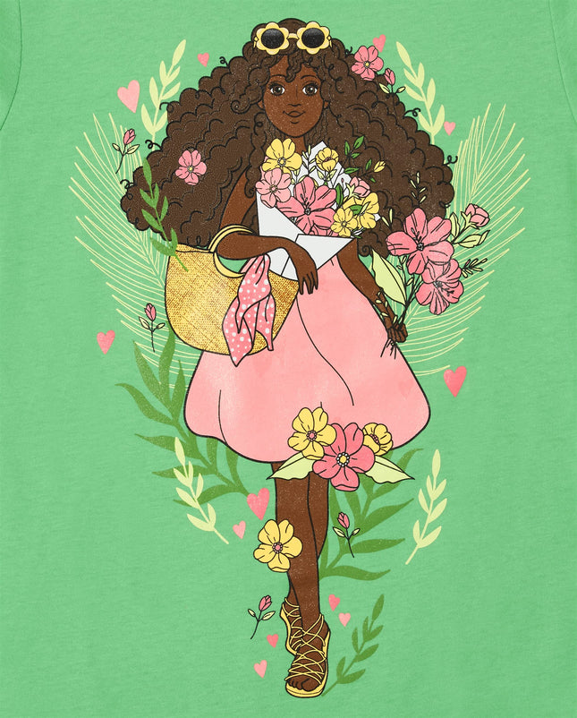 The Children's Place Camisetas gráficas de manga corta de videojuegos para niños, paquetes múltiples, princesa sirena/flores para niñas, extragrande