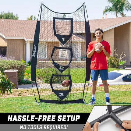 GoSports 8 x 4 ft Football Throwing Target Net - Black