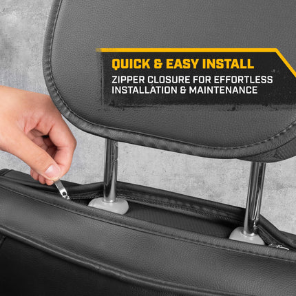 CAT® Edge Deluxe Car Seat Covers for Front Seats - Premium Two-Tone Faux Leather Seat Covers for Cars with Universal Fit, Rugged Automotive Seat Covers for Trucks, Interior Seat Covers for SUV